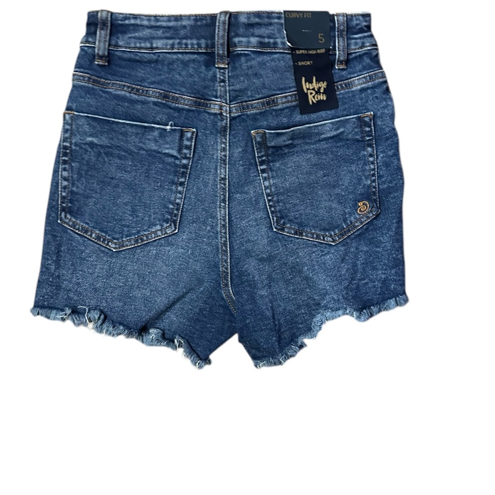 Indigo Rein Dark Blue Jean Shorts Denim Short Super High Rise Curve NEW NWT Sz 5 - Picture 2 of 2